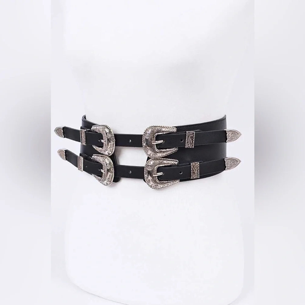 Leather Western Wide Corset Statement Belt